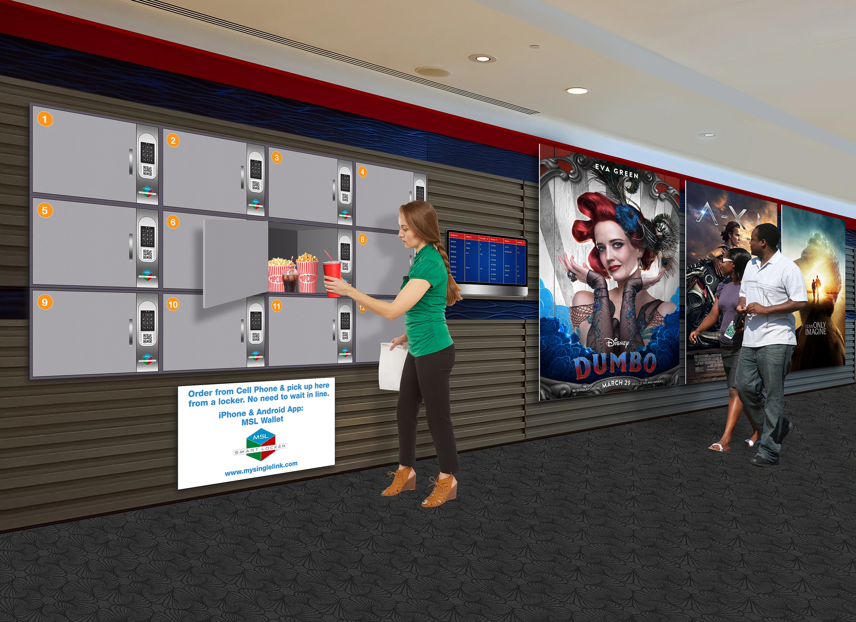 Movie theater concession self checkout system