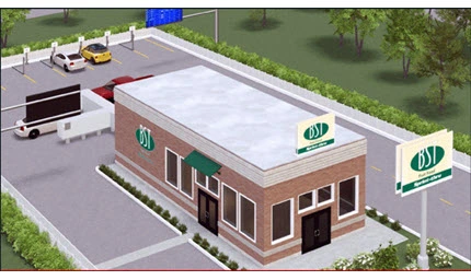 Parking lot smart pickup station layout